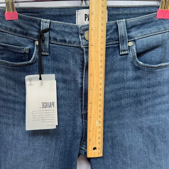 PAIGE Crop Flare Jeans Women’s Rory Raw Hem Size 25 Medium Wash NWT - Picture 6 of 7